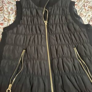 Calvin Klein Black Quilted Vest with Gold Zipper